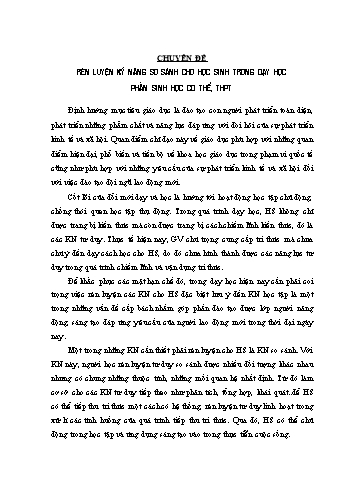 Sáng kiến kinh nghiệm Rèn luyện kỹ năng so sánh cho học sinh trong dạy học phần Sinh học cơ thể, THPT