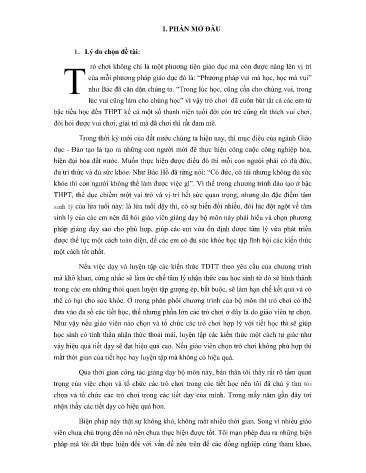 SKKN Đánh giá thực trạng sử dụng phương pháp tổ chức trò chơi nhằm nâng cao chất lượng môn Thể dục cho học sinh Khối 12 trường THPT chuyên Võ Nguyên Giáp