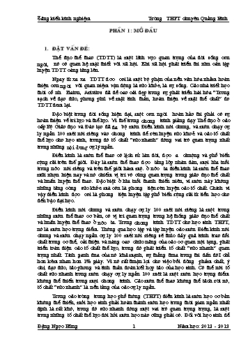 SKKN Lựa chọn một số bài tập nhằm phát triển tố chất sức nhanh trong môn Chạy ngắn cự ly 100 mét cho học sinh Lớp 10 Trường THPT chuyên Quảng Bình