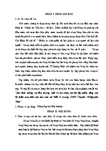 SKKN Xác định những sai lầm thường mắc và lựa chọn các bài tập nhằm nâng cao kỹ thuật ném biên cho học sinh nữ Khối 11 trường THPT Chuyên Võ Nguyên Giáp