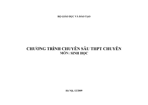 Tài liệu Chương trình chuyên sâu THPT chuyên môn Sinh học