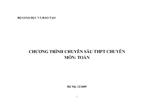 Tài liệu Chương trình chuyên sâu THPT chuyên môn Toán