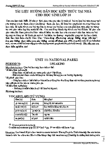 Tài liệu Hướng dẫn ôn tập kiến thức môn Tiếng Anh 10 - Nguyễn Thị Hoài Thu