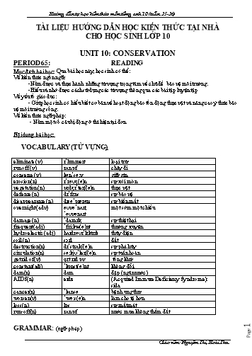 Tài liệu Hướng dẫn ôn tập kiến thức môn Tiếng Anh 10 - Tuần 25+26 - Nguyễn Thị Hoài Thu