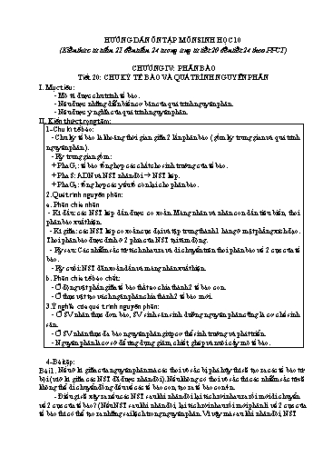 Tài liệu Hướng dẫn ôn tập môn Sinh học 10 - Tuần 21 đến 24
