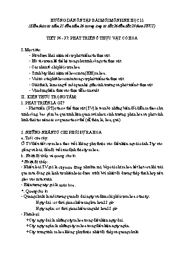 Tài liệu Hướng dẫn ôn tập môn Sinh học 11 - Tuần 25+26
