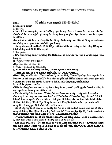 Tài liệu Hướng dẫn tự học môn Ngữ văn Lớp 12 - Tuần 27+28