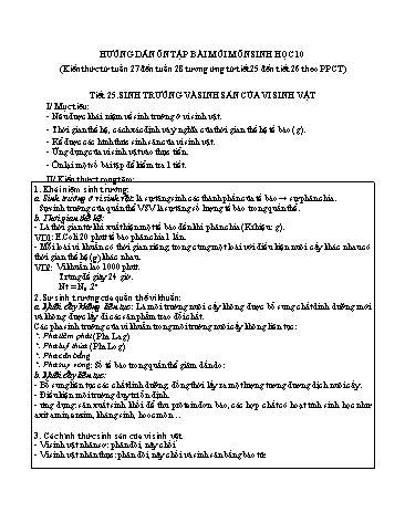 Tài liệu Hướng dẫn tự học môn Sinh học 10 - Tuần 27+28