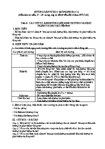 Tài liệu Hướng dẫn tự học môn Sinh học 11 - Tuần 27+28