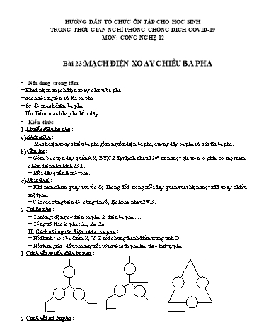 Tài liệu Ôn tập kiến thức môn Công nghệ 12 - Bài 23: Mạch điện xoay chiều ba pha