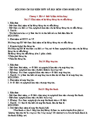 Tài liệu Ôn tập kiến thức môn Công nghệ Lớp 12