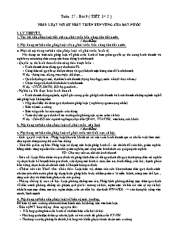 Tài liệu Ôn tập kiến thức môn GDCD Lớp 12 - Tiết 1+2, Bài 9: Pháp luật với sự phát triển bền vững của đất nước