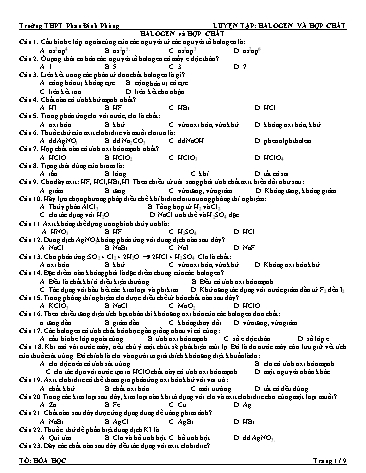Tài liệu Ôn tập kiến thức môn Hóa học 10 - Chuyên đề: Halogen và hợp chất - Trường THPT Phan Đình Phùng