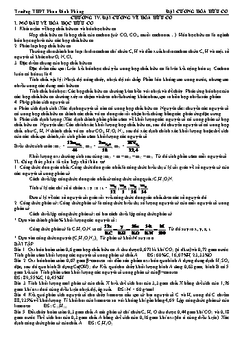 Tài liệu Ôn tập kiến thức môn Hóa học 11 - Chương IV: Đại cương về hóa hữu cơ - Trường THPT Phan Đình Phùng