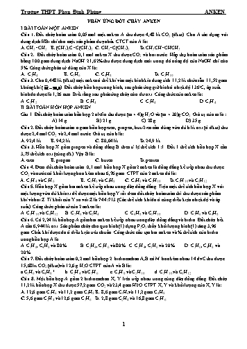 Tài liệu Ôn tập kiến thức môn Hóa học 11 - Chuyên đề: Anken - Trường THPT Phan Đình Phùng