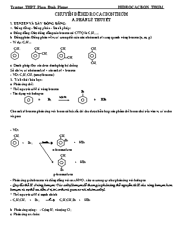 Tài liệu Ôn tập kiến thức môn Hóa học 11 - Chuyên đề: Hiđrocacbon thơm - Trường THPT Phan Đình Phùng