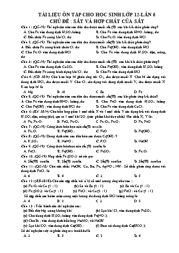 Tài liệu Ôn tập kiến thức môn Hóa học 12 (Lần 6) - Chủ đề: Sắt và hợp chất của sắt
