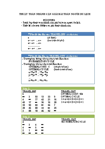 Thuật toán nhánh cận giải bài toán người du lịch